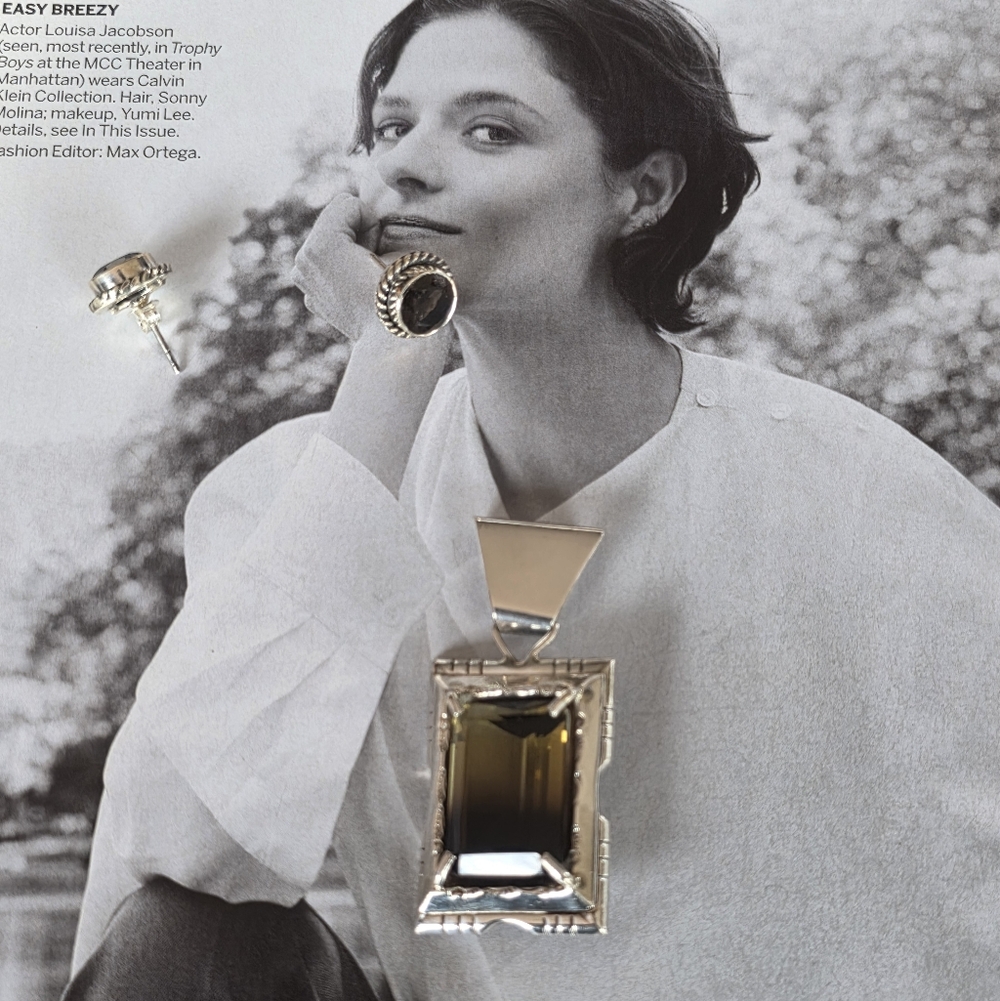 Beautiful SS Smoky Quartz Pendant & Earrings